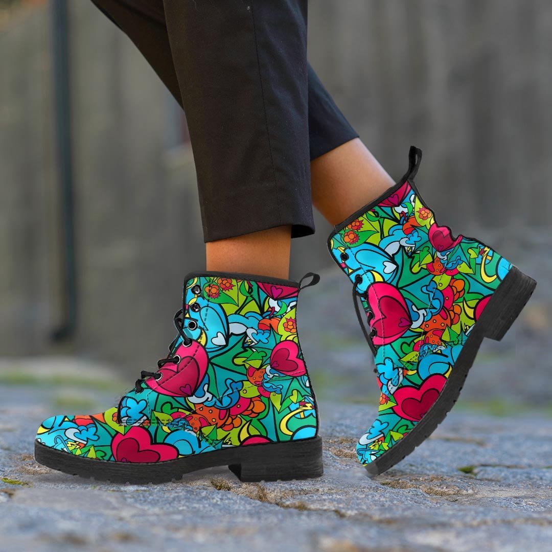 Floral Psychedelic Men's Boots-grizzshop