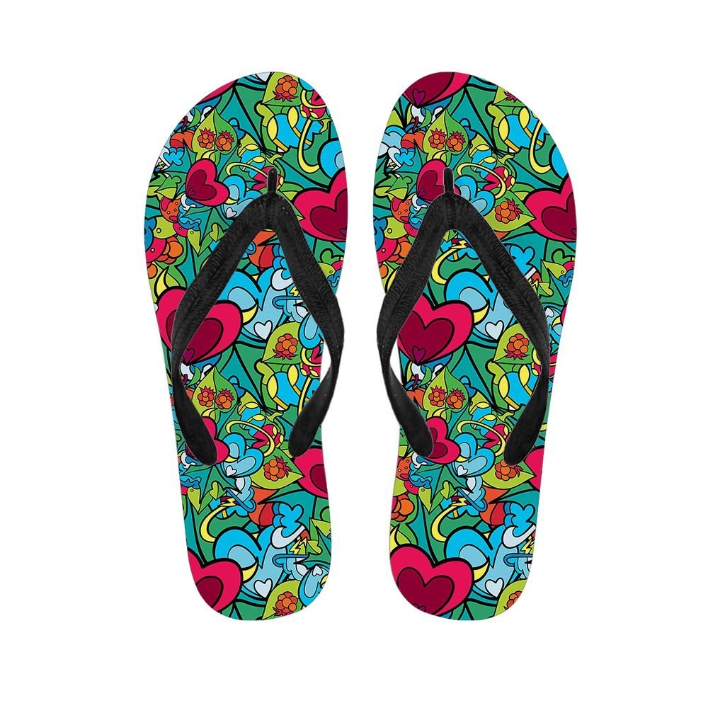 Floral Psychedelic Men's Flip Flops-grizzshop