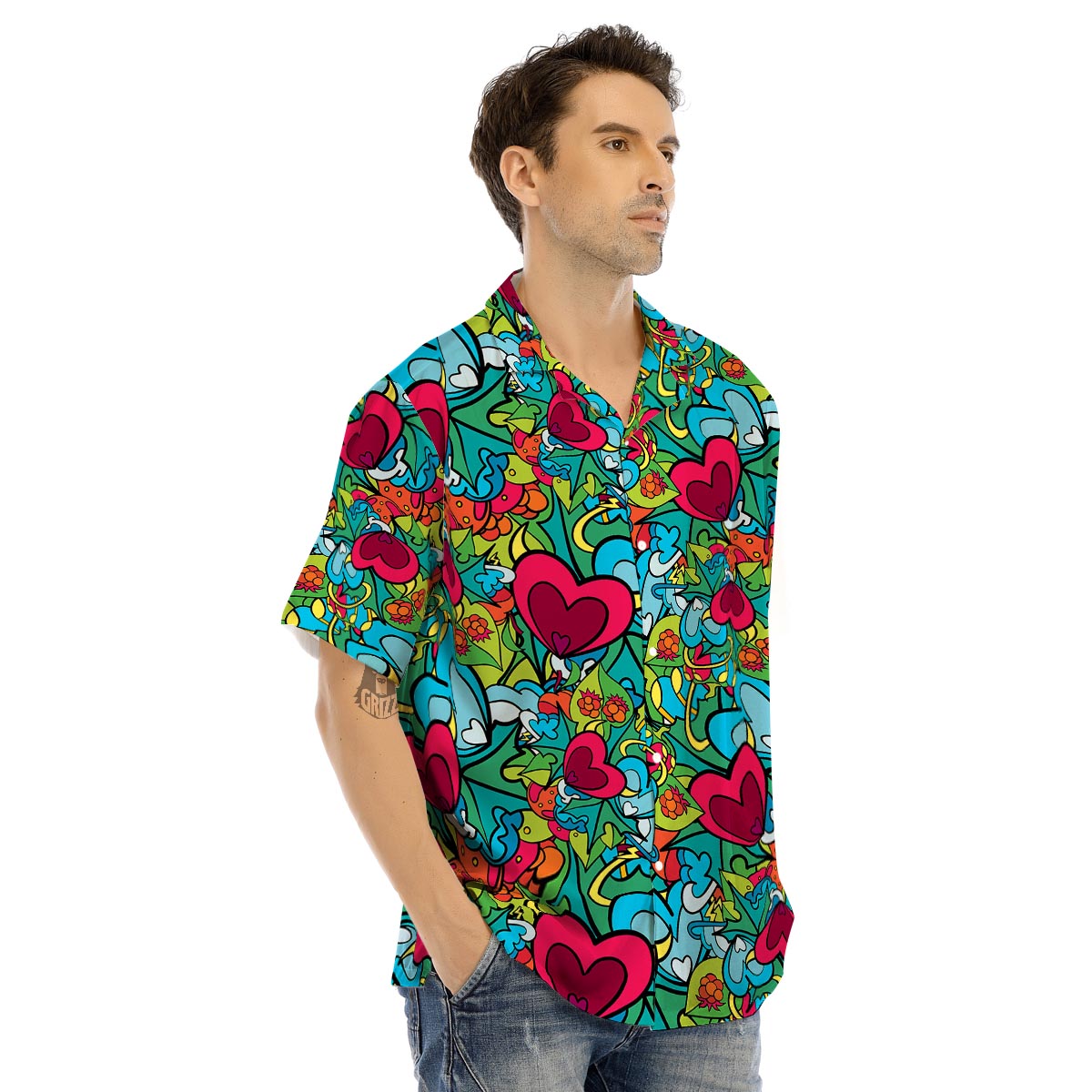 Floral Psychedelic Men’s Hawaiian Shirt-grizzshop