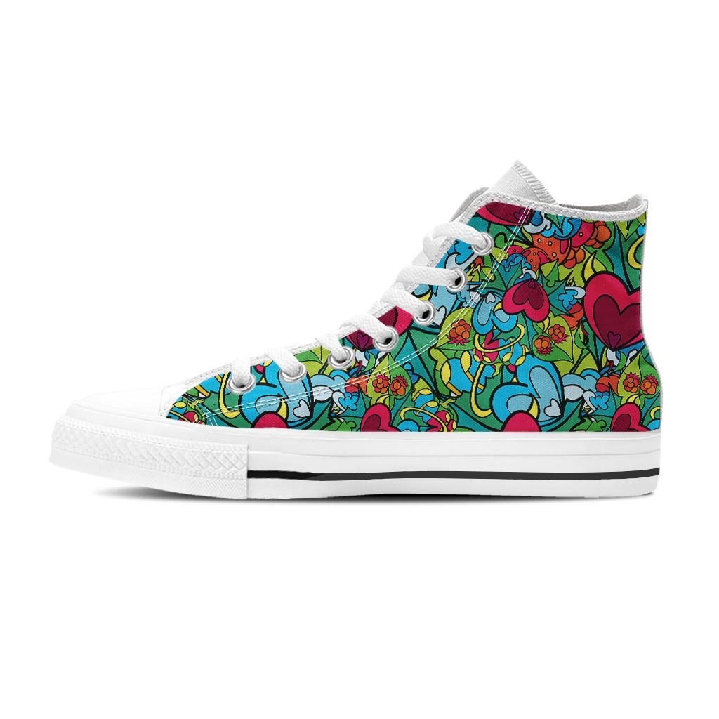 Floral Psychedelic Men's High Top Shoes-grizzshop