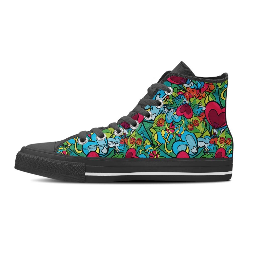 Floral Psychedelic Men's High Top Shoes-grizzshop