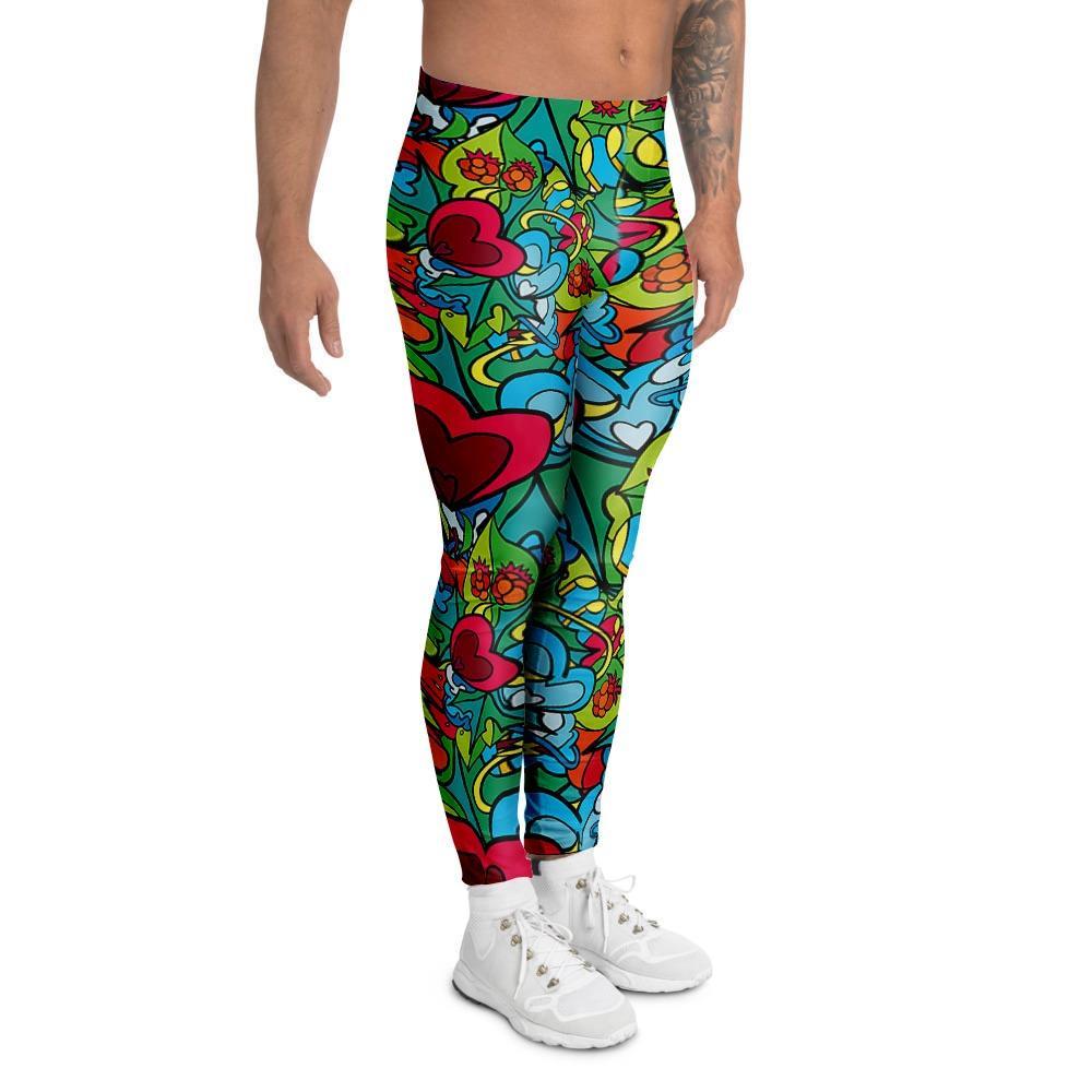 Floral Psychedelic Men's Leggings-grizzshop