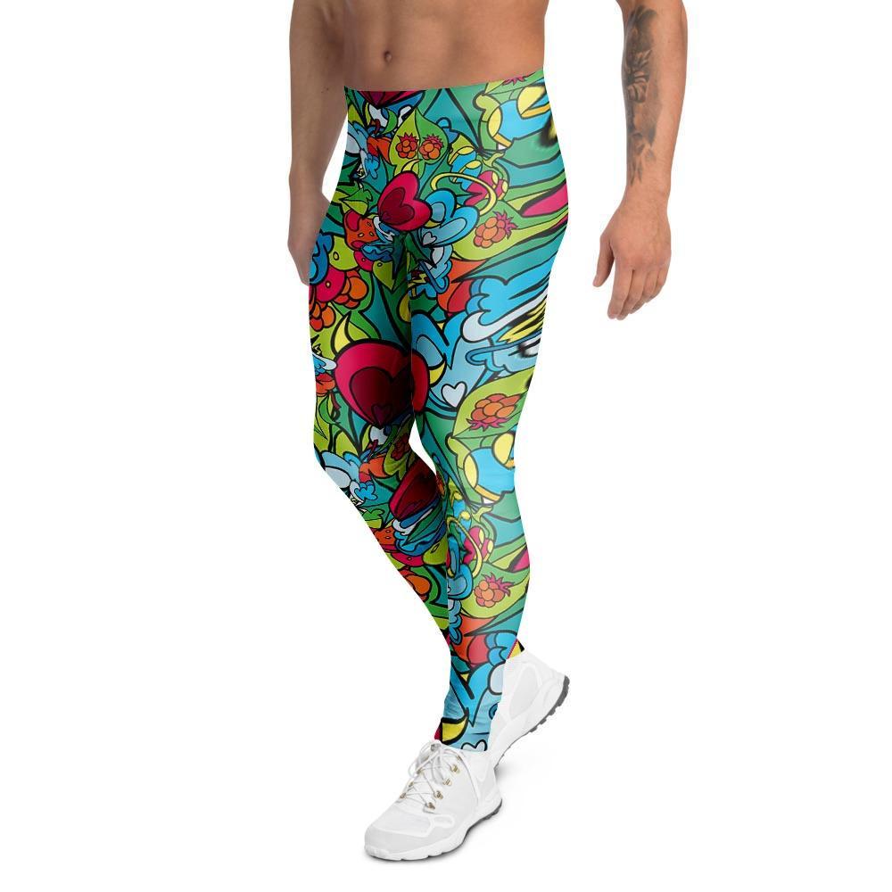 Floral Psychedelic Men's Leggings-grizzshop