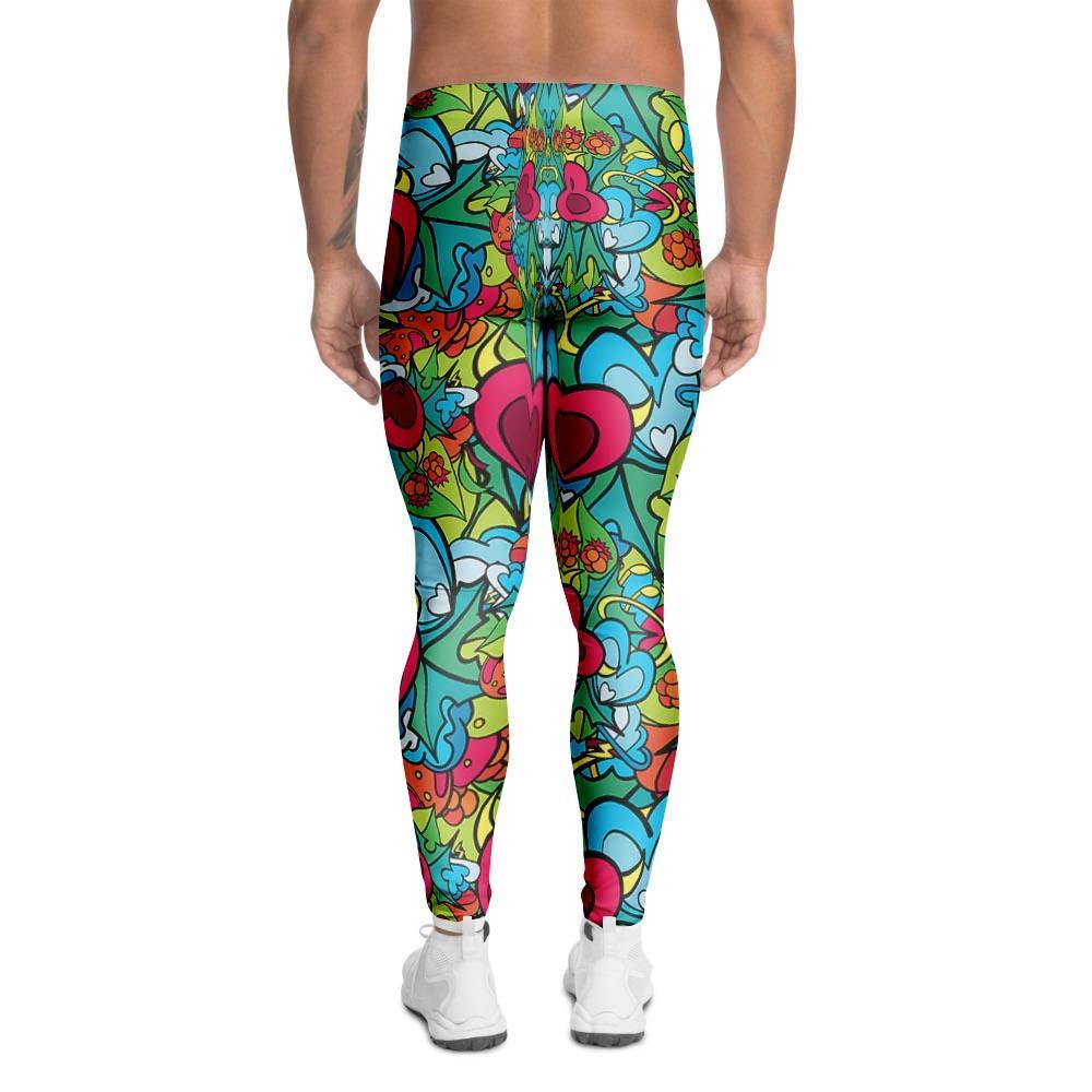 Floral Psychedelic Men's Leggings-grizzshop