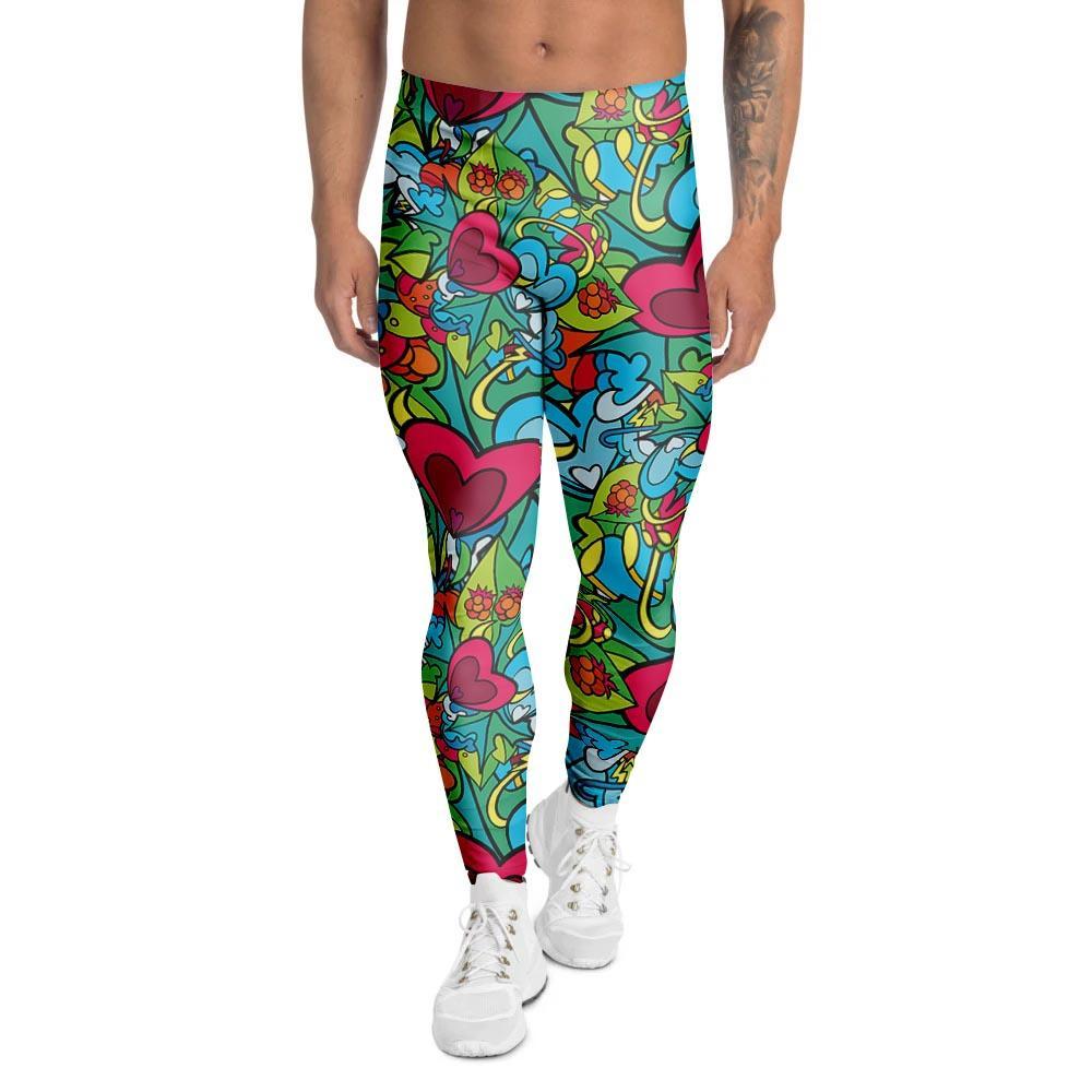 Floral Psychedelic Men's Leggings-grizzshop