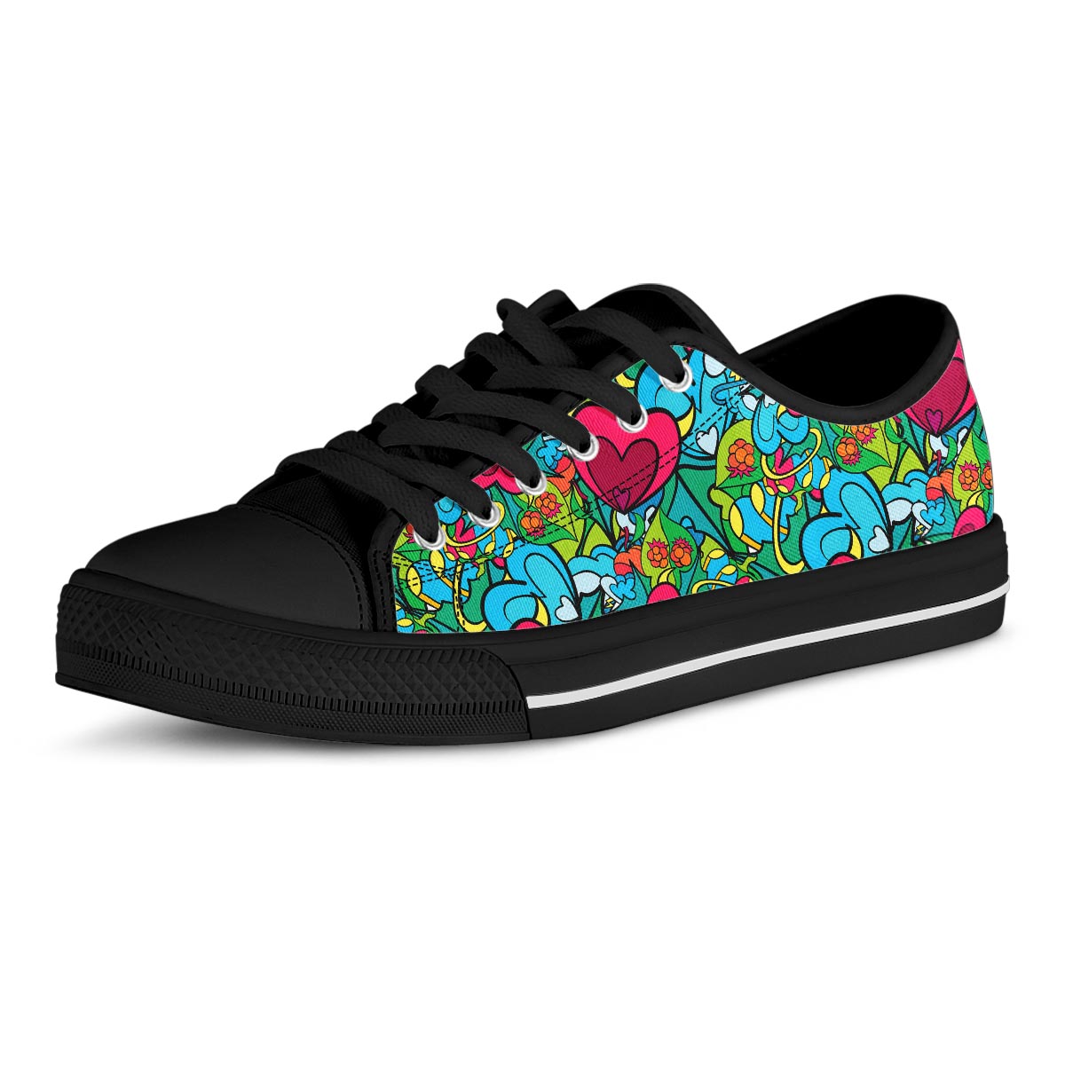 Floral Psychedelic Men's Low Top Shoes-grizzshop