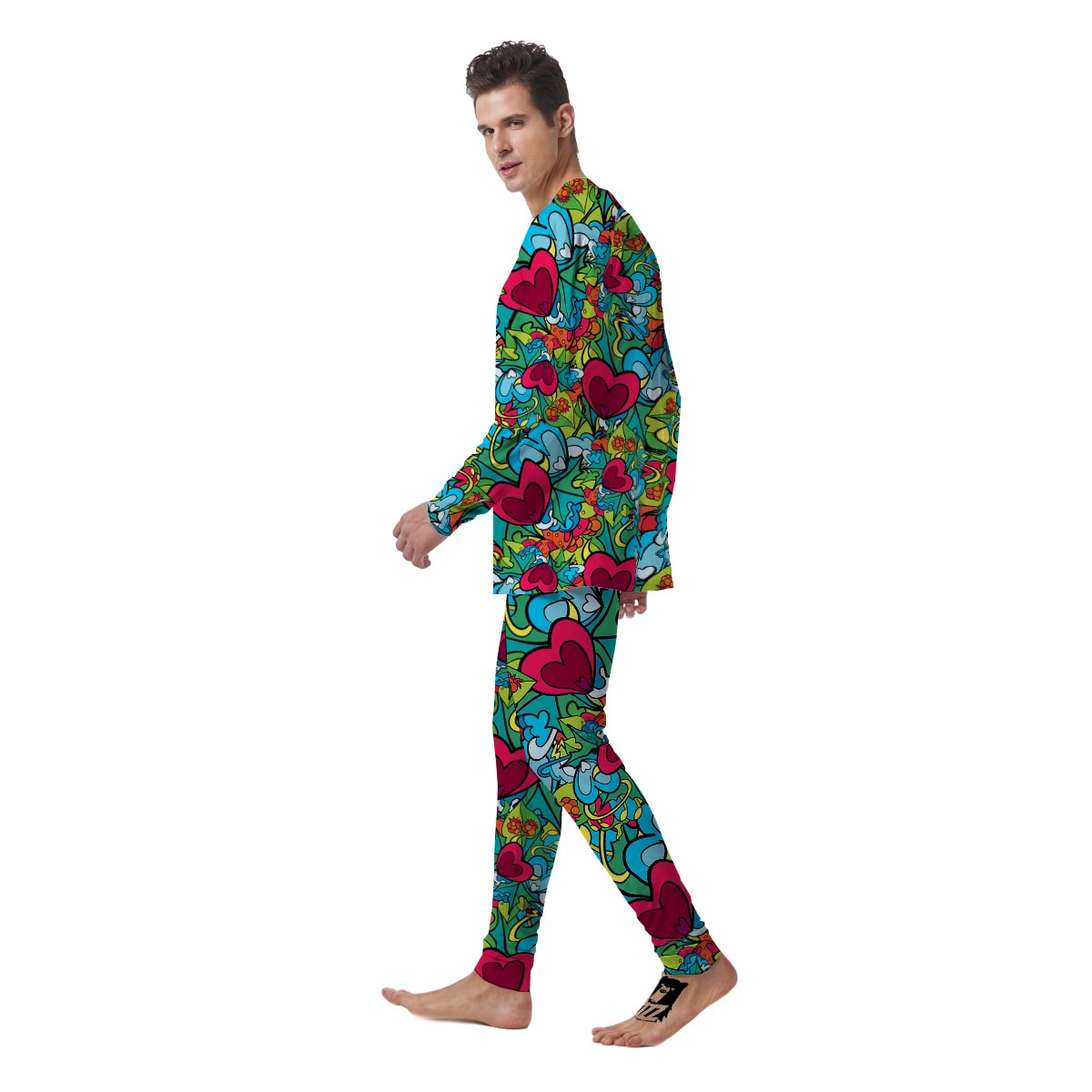 Floral Psychedelic Men's Pajamas-grizzshop