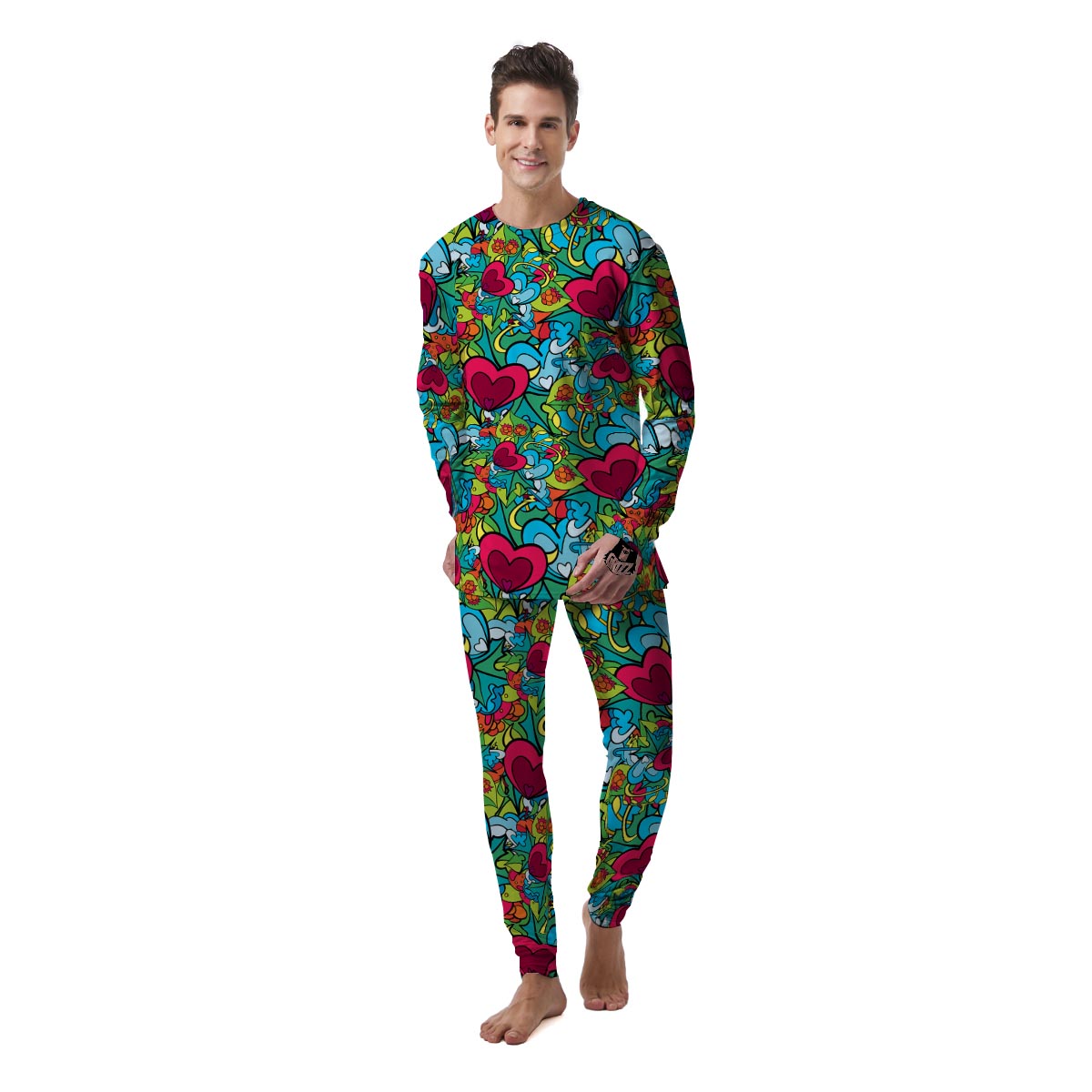 Floral Psychedelic Men's Pajamas-grizzshop