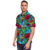 Floral Psychedelic Men's Short Sleeve Shirt-grizzshop