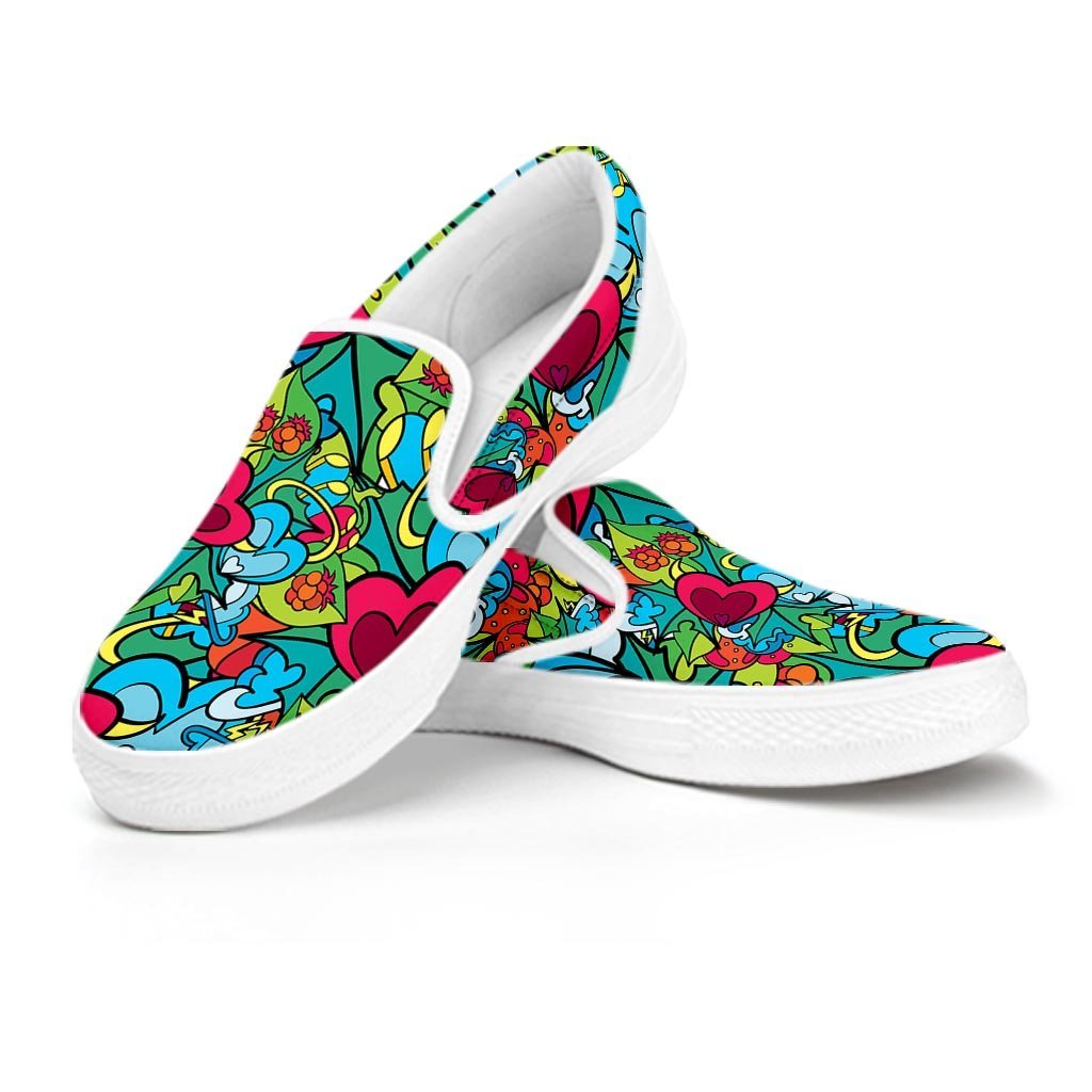 Floral Psychedelic Men's Slip On Sneakers-grizzshop