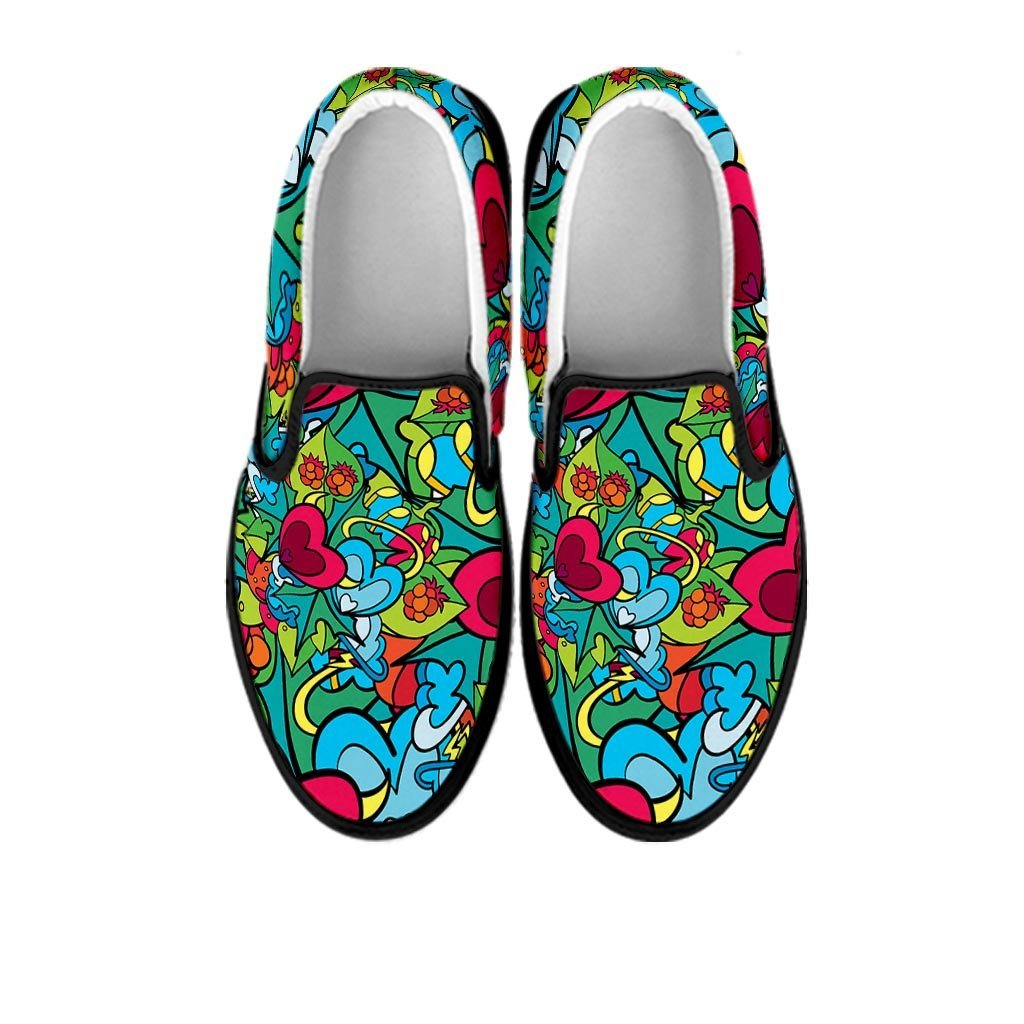 Floral Psychedelic Men's Slip On Sneakers-grizzshop