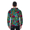 Floral Psychedelic Men's Zip Up Hoodie-grizzshop