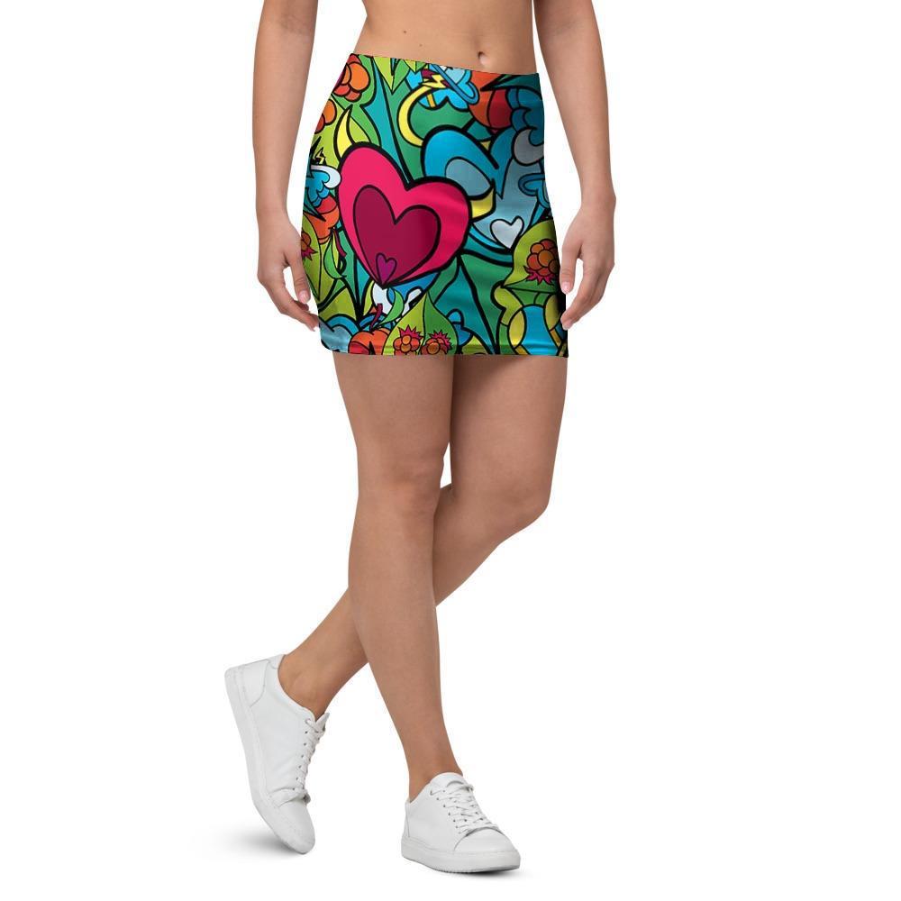 Floral Psychedelic Mini Skirt-grizzshop