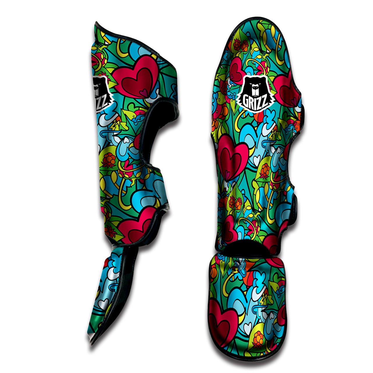 Floral Psychedelic Muay Thai Shin Guard-grizzshop