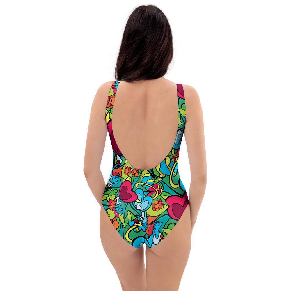 Floral Psychedelic One Piece Swimsuite-grizzshop