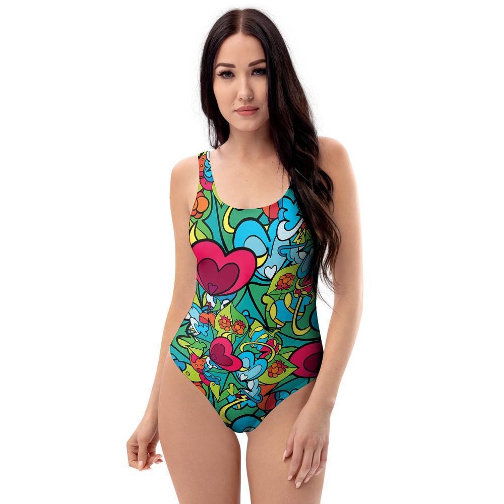 Floral Psychedelic One Piece Swimsuite-grizzshop