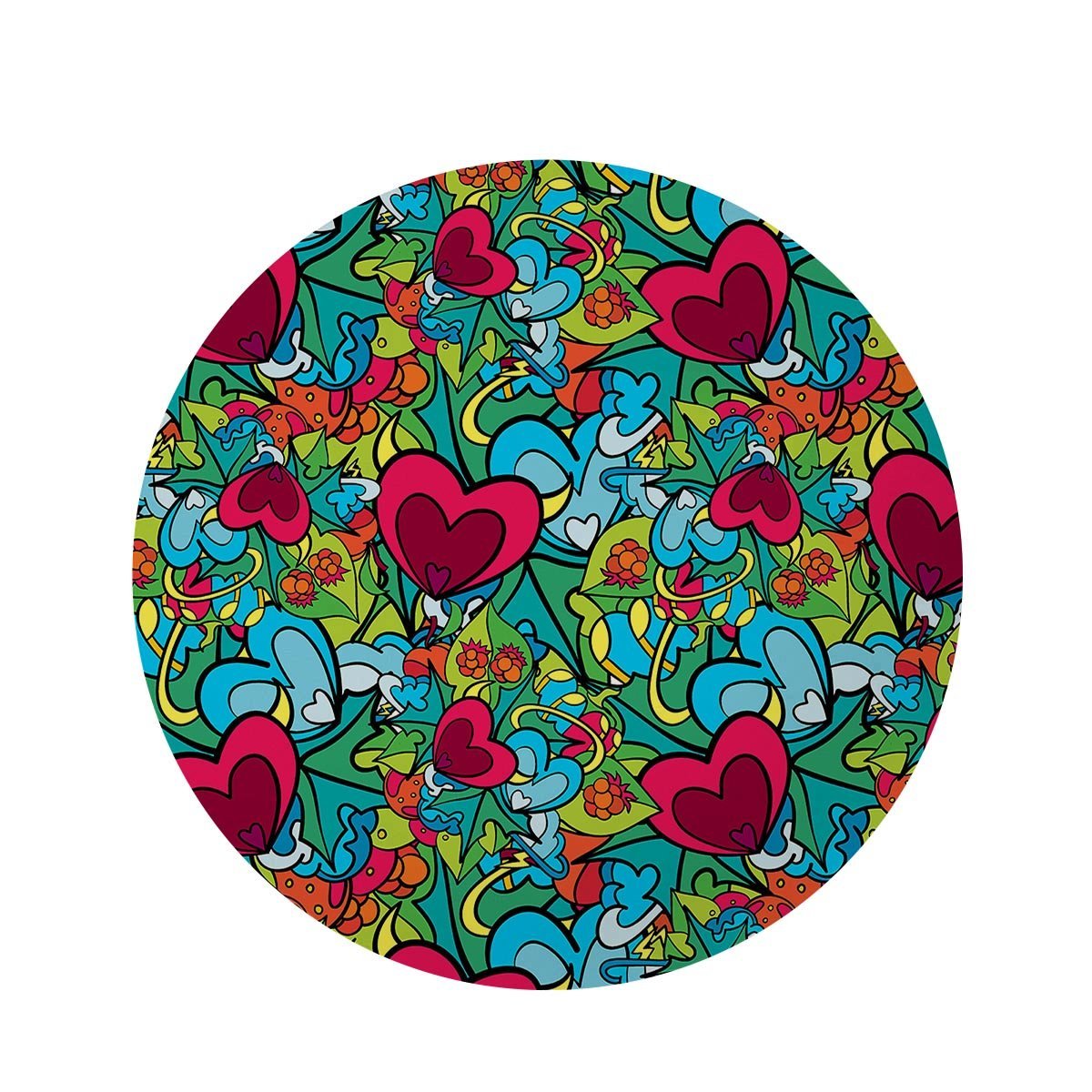 Floral Psychedelic Round Rug-grizzshop