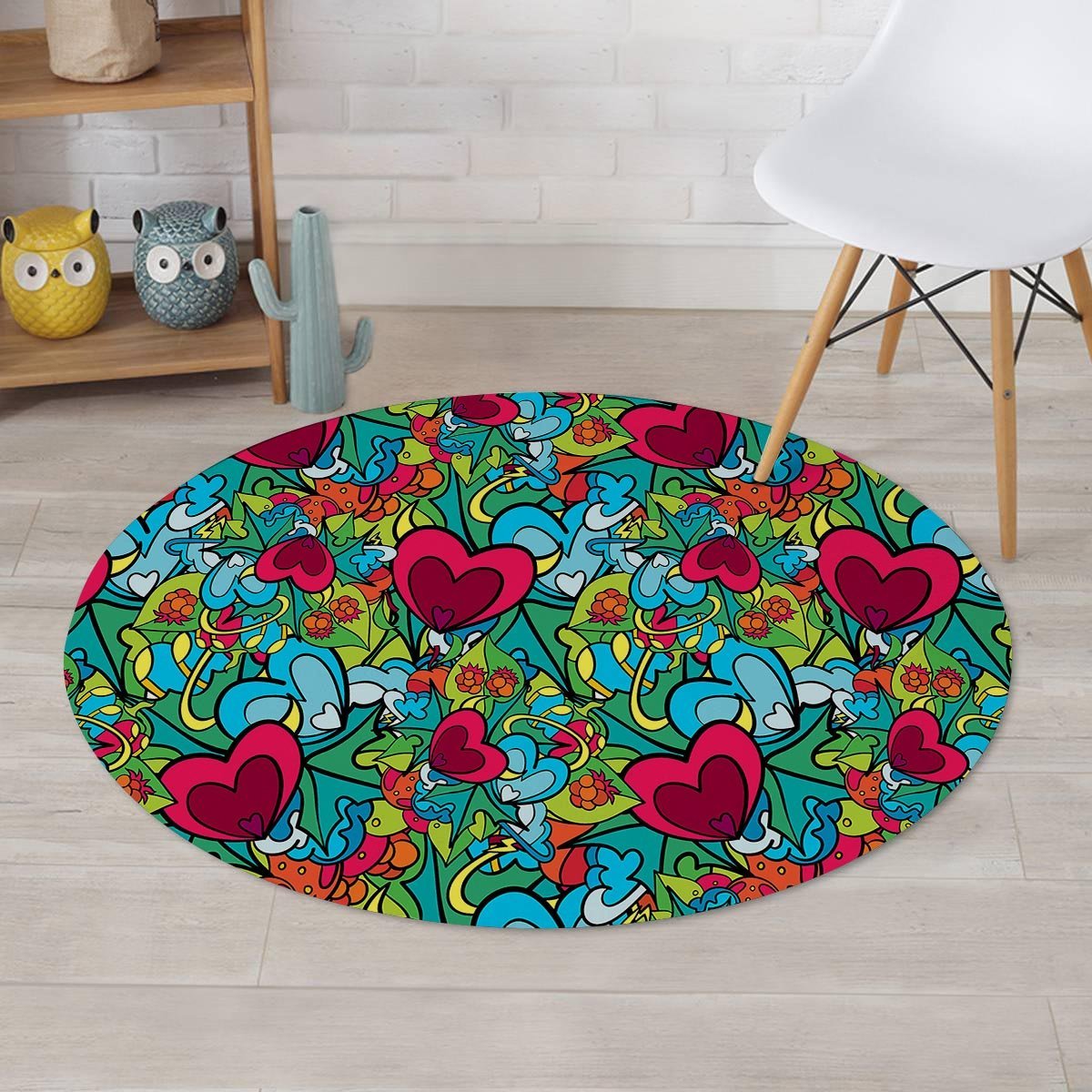 Floral Psychedelic Round Rug-grizzshop