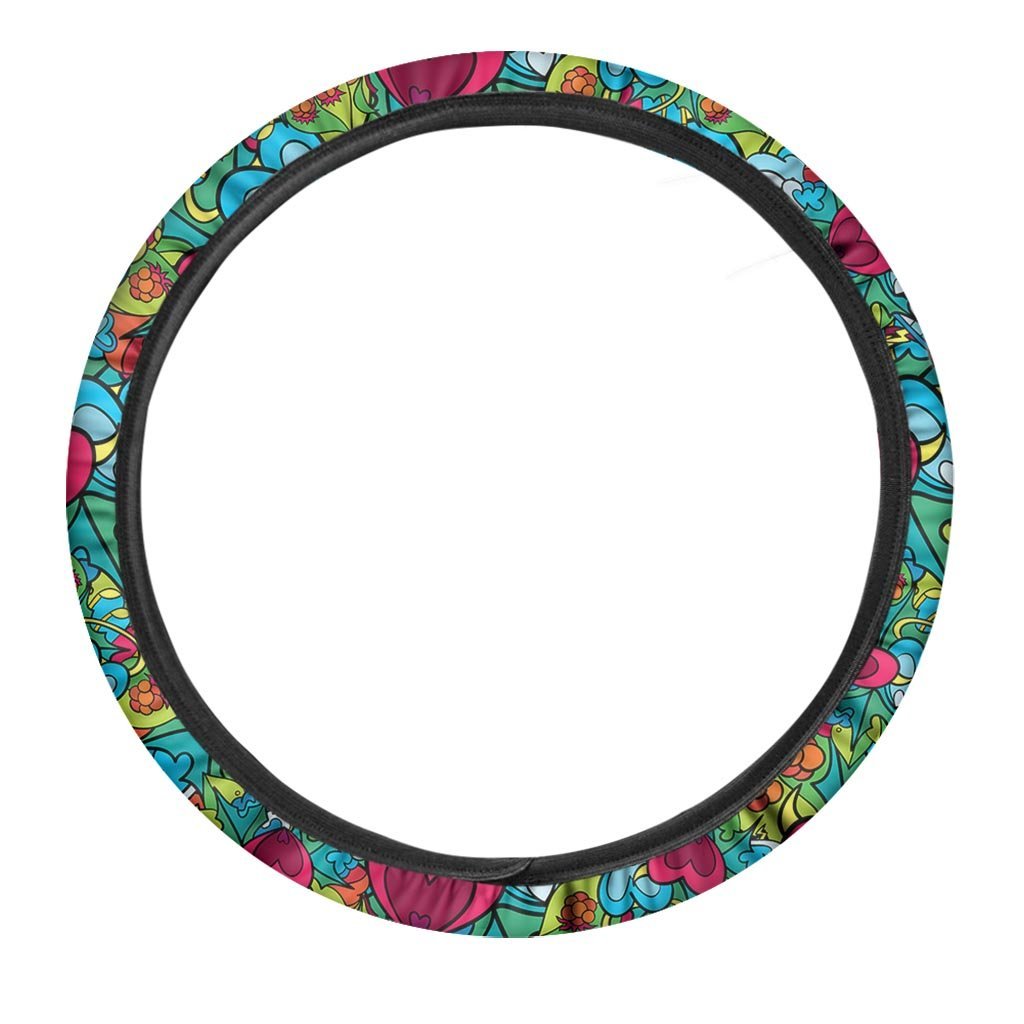 Floral Psychedelic Steering Wheel Cover-grizzshop