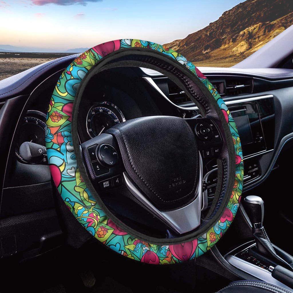 Floral Psychedelic Steering Wheel Cover-grizzshop