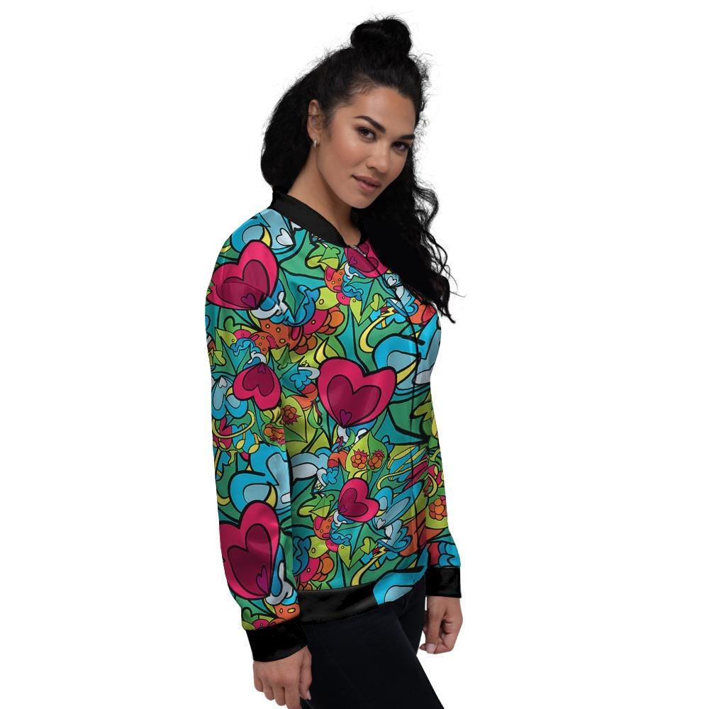 Floral Psychedelic Women's Bomber Jacket-grizzshop