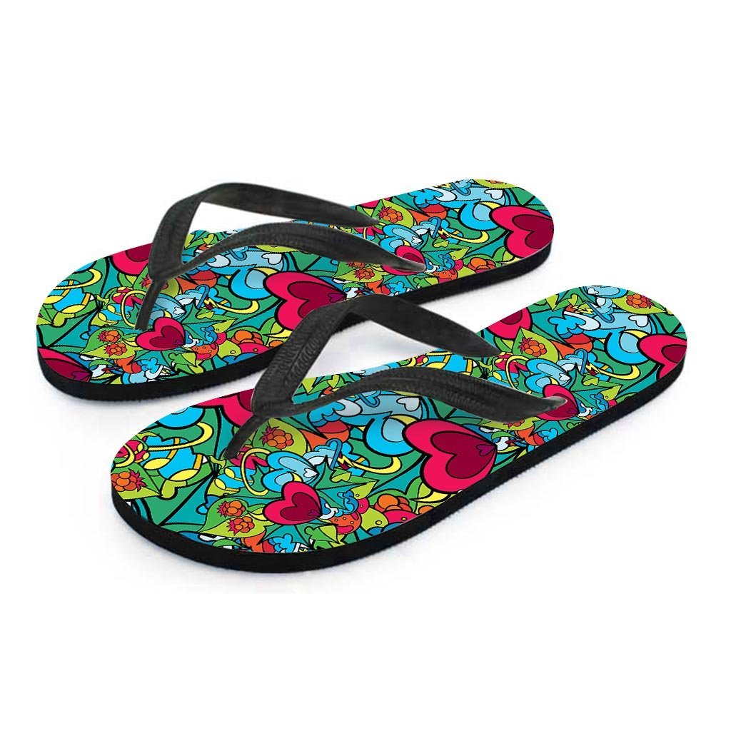 Floral Psychedelic Women's Flip Flops-grizzshop