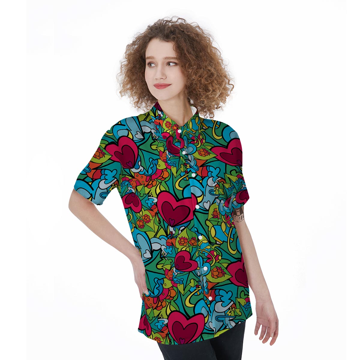 Floral Psychedelic Women's Short Sleeve Shirts-grizzshop