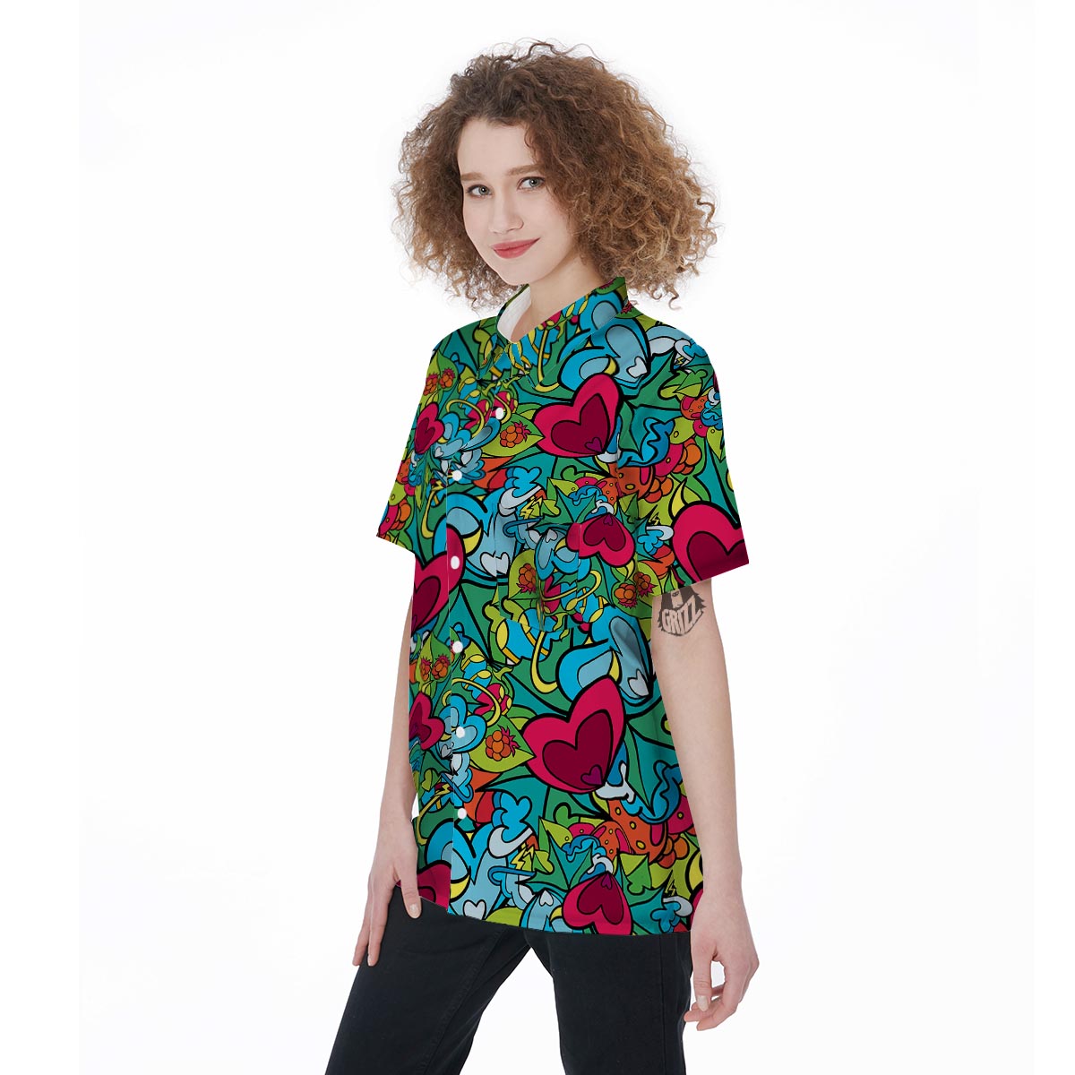 Floral Psychedelic Women's Short Sleeve Shirts-grizzshop