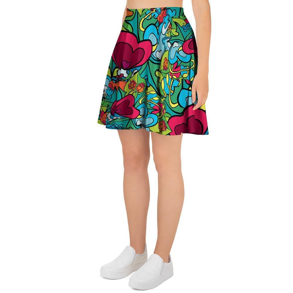 Floral Psychedelic Women's Skirt-grizzshop