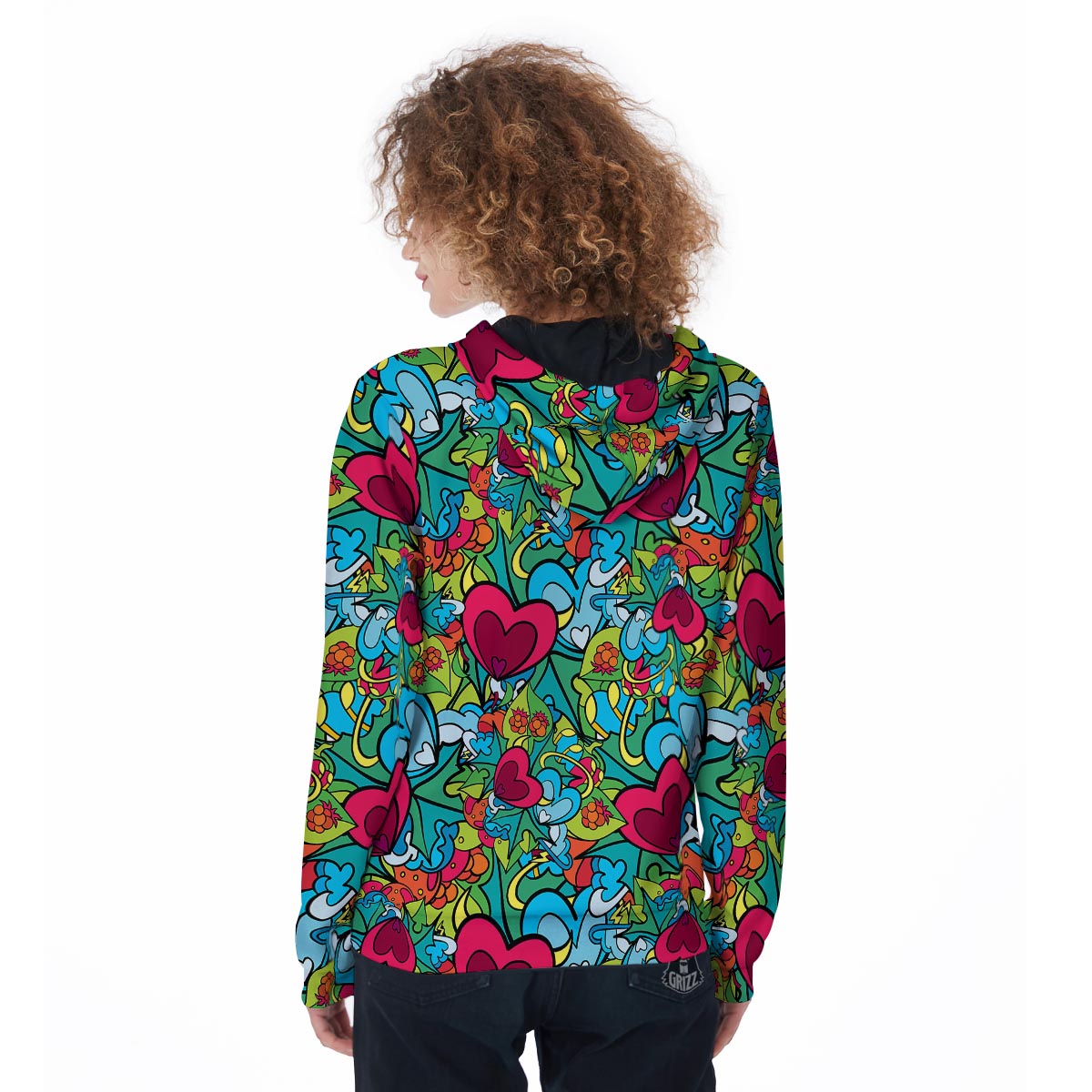 Floral Psychedelic Women's Zip Up Hoodie-grizzshop