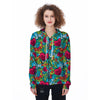 Floral Psychedelic Women's Zip Up Hoodie-grizzshop