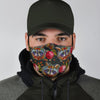 Floral Raccoon Pattern Print Face Mask-grizzshop