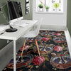 Floral Raccoon Pattern Print Floor Mat-grizzshop