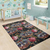 Floral Raccoon Pattern Print Floor Mat-grizzshop