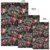 Floral Raccoon Pattern Print Floor Mat-grizzshop