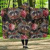 Floral Raccoon Pattern Print Hooded Blanket-grizzshop