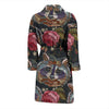 Floral Raccoon Pattern Print Men Long Robe-grizzshop