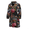 Floral Raccoon Pattern Print Men Long Robe-grizzshop