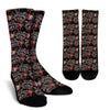 Floral Raccoon Pattern Print Unisex Crew Socks-grizzshop