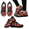 Floral Red Poppy Pattern Print Black Sneaker Shoes For Men Women-grizzshop