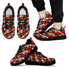 Floral Red Poppy Pattern Print Black Sneaker Shoes For Men Women-grizzshop