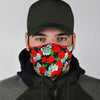 Floral Red Poppy Pattern Print Face Mask-grizzshop