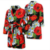 Floral Red Poppy Pattern Print Men Long Robe-grizzshop