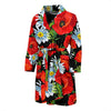 Floral Red Poppy Pattern Print Men Long Robe-grizzshop