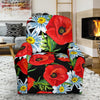 Floral Red Poppy Pattern Print Recliner Cover-grizzshop