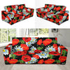 Floral Red Poppy Pattern Print Sofa Covers-grizzshop