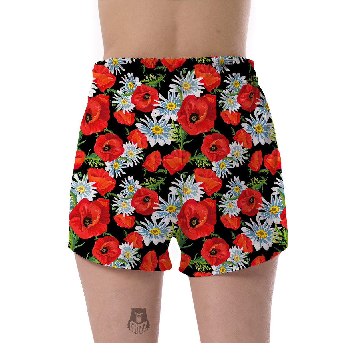 Floral Red Poppy Pattern Print Women's Shorts-grizzshop