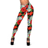 Floral Red Poppy Print Pattern Women Leggings-grizzshop