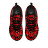 Floral Red Rose Print Pattern Black Sneaker-grizzshop