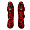 Floral Red Rose Print Pattern Muay Thai Shin Guards-grizzshop